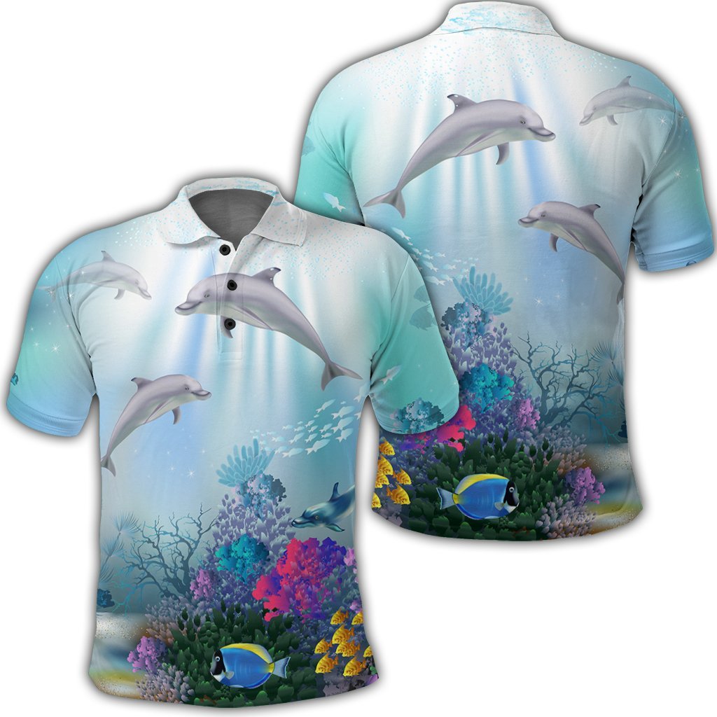 Hawaiian Dolphins Play The Ocean Polynesian Polo Shirt - AH
