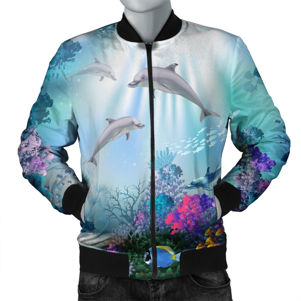 Hawaiian Dolphins Play The Ocean Polynesian Bomber Jacket AH