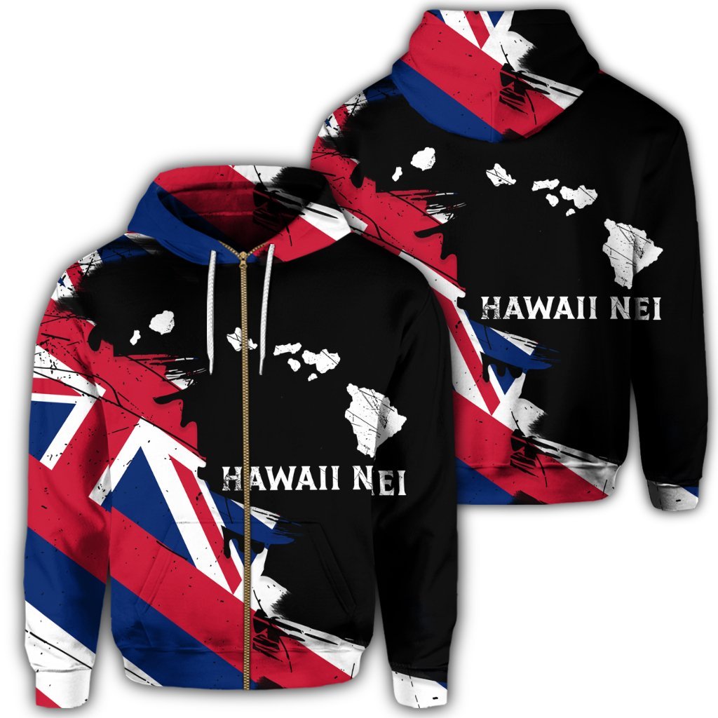 Hawaiian Flag Hawaii Map Nei Polynesian Zip Hoodie Classic Style