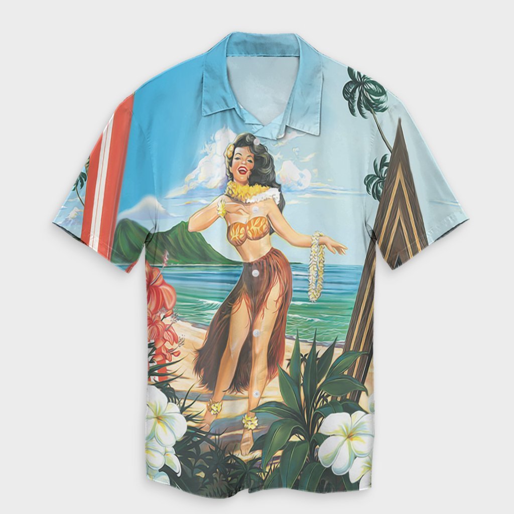 Hawaiian Hibiscus Aloha Hula Girl Dance On The Beach Hawaiian Shirt - AH