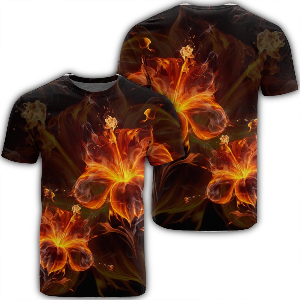 Hawaiian Hibiscus Fire Polynesian T-Shirt - Ah