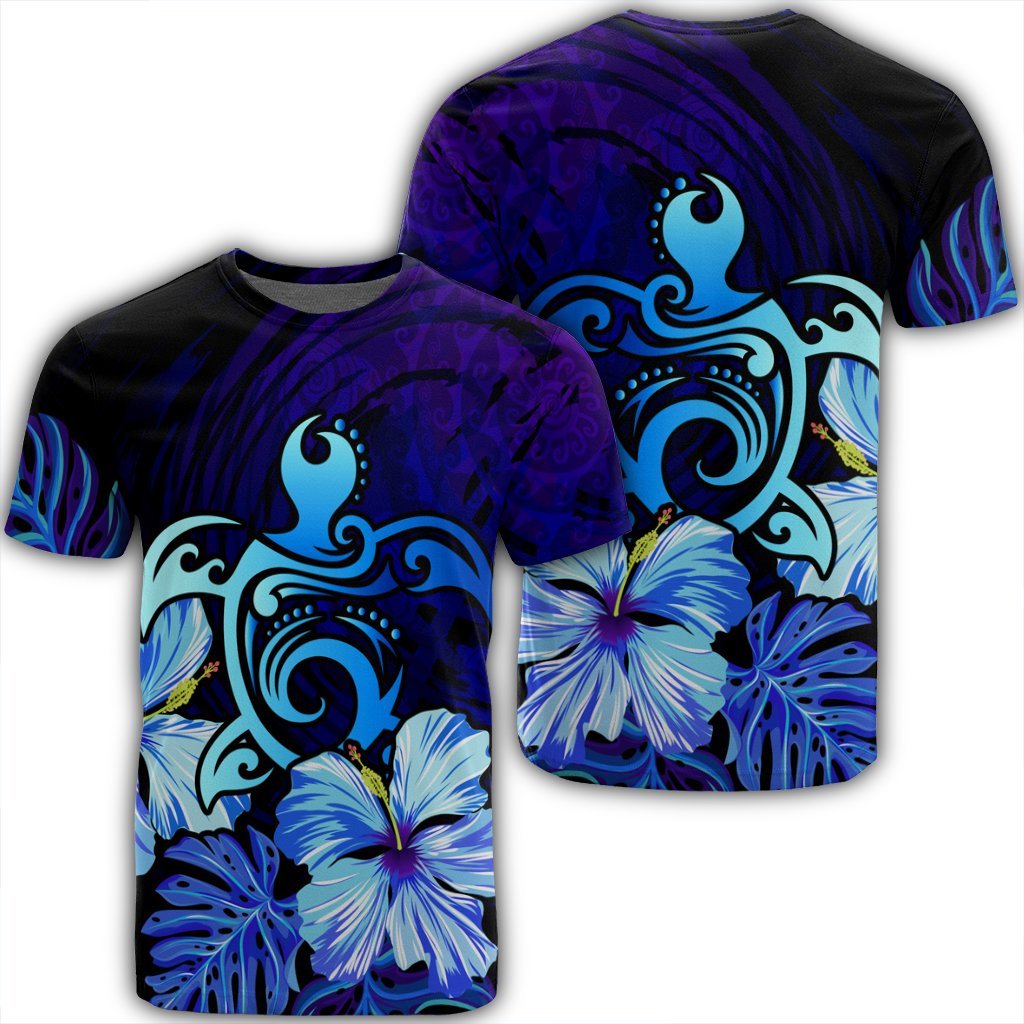 Hawaiian Hibiscus Tropical Deep Ocean Turtle Sea T-Shirt AH