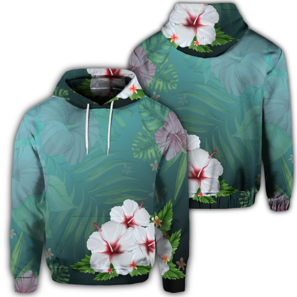 Hawaiian Hibiscus White Flower Gleeful Hoodie
