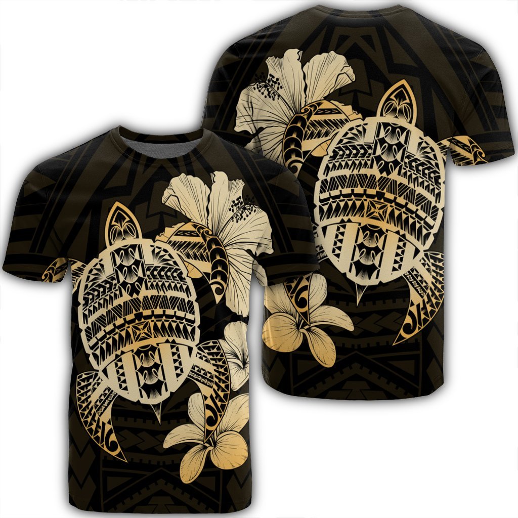 Hawaiian Kanaka Hibiscus Plumeria Mix Polynesian Turtle T Shirt AH