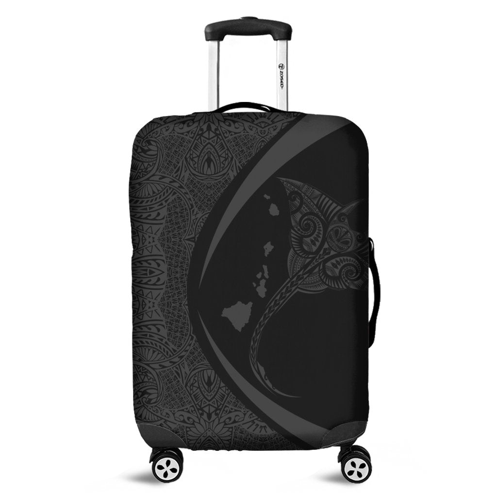 Hawaiian Map Manta Ray Polynesian Luggage Covers Gray Circle Style AH