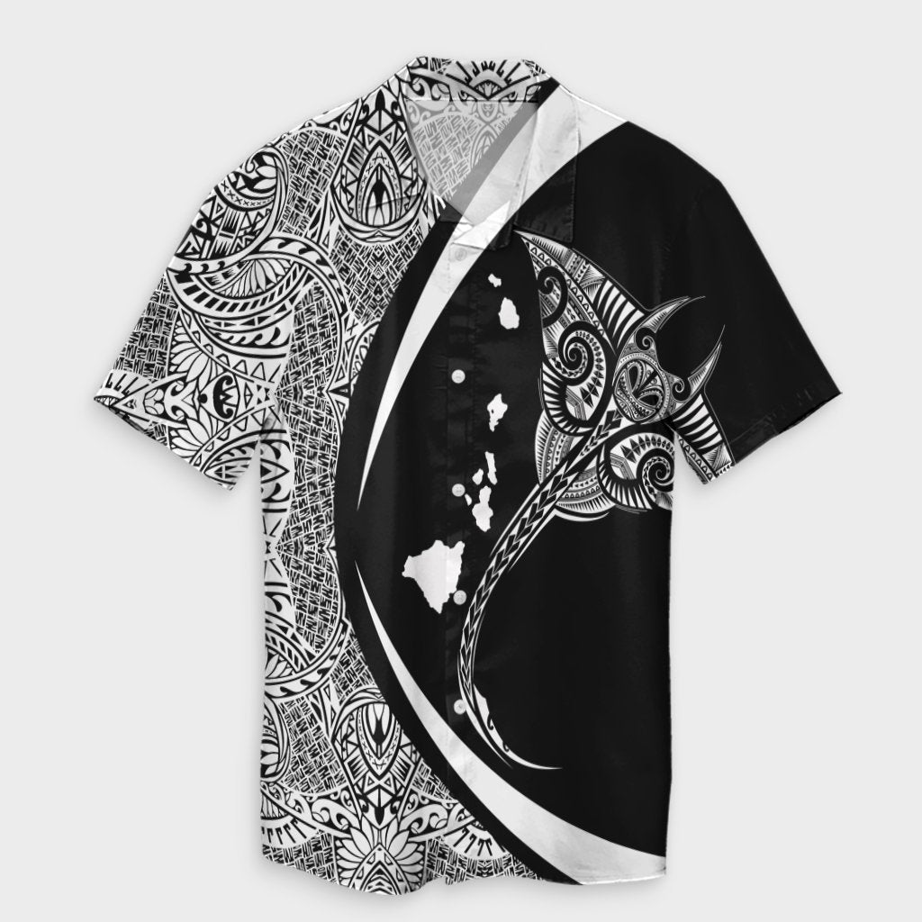 Hawaiian Map Manta Ray Polynesian Hawaiian Shirt - White - Circle Style - AH
