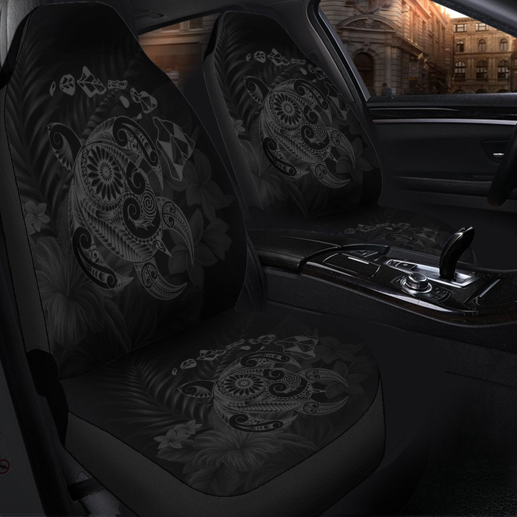 Hawaiian Map Turtle Tattoo Hibiscus Plumeria Polynesian Car Seat Covers Gray AH
