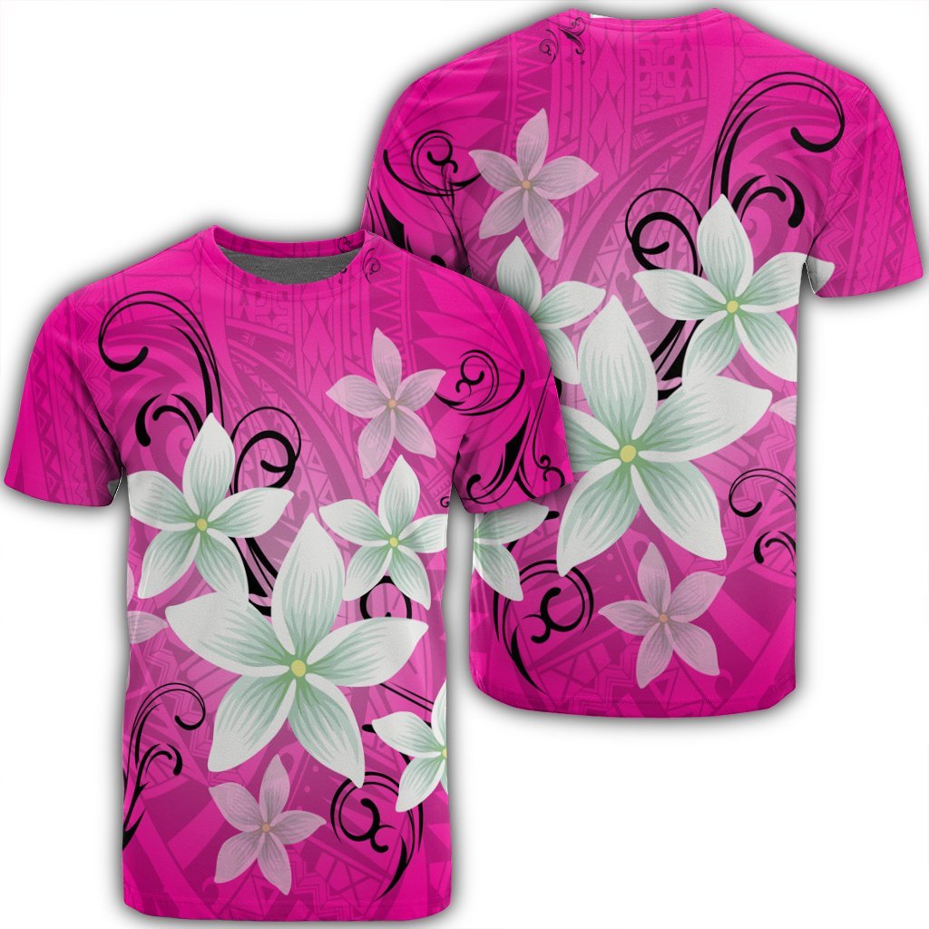 Hawaiian Plumeria Polynesian T Shirt Pink AH
