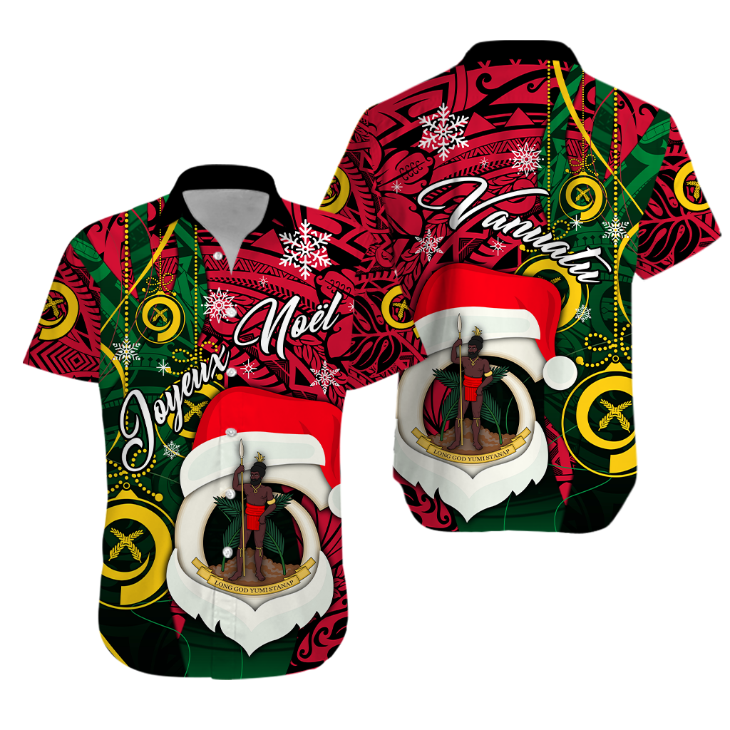 Vanuatu Christmas - Joyeux Noël Santas God Yumi Hawaiian Shirt -