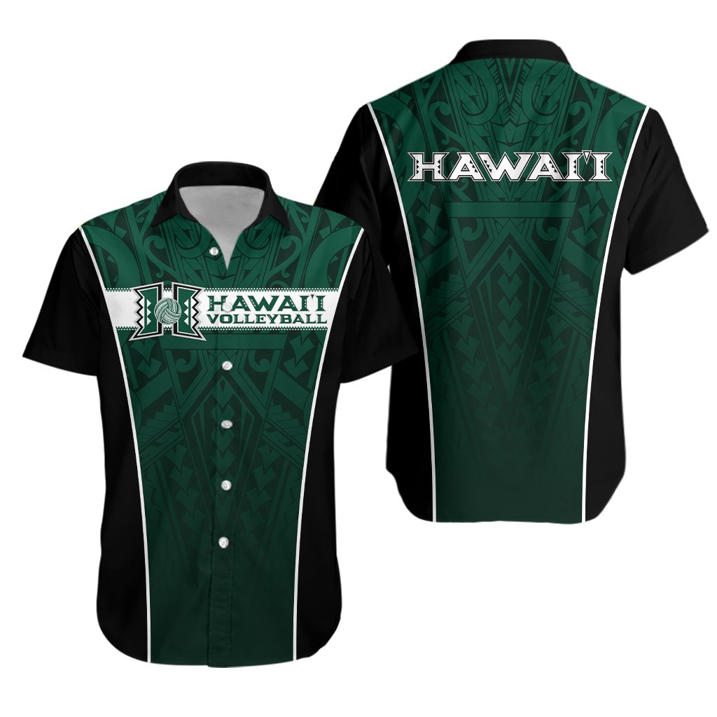 Hawaii Volleyball Green Warrior Hawaiian Shirt -