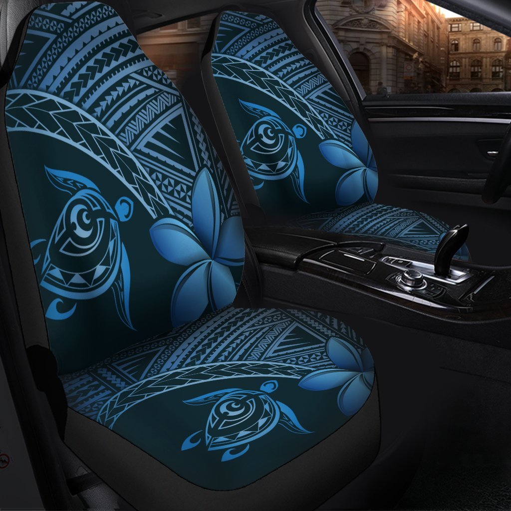Hawaiian Turtle Plumeria Kakau Polynesian Quilt Car Seat Covers Neo Blue AH