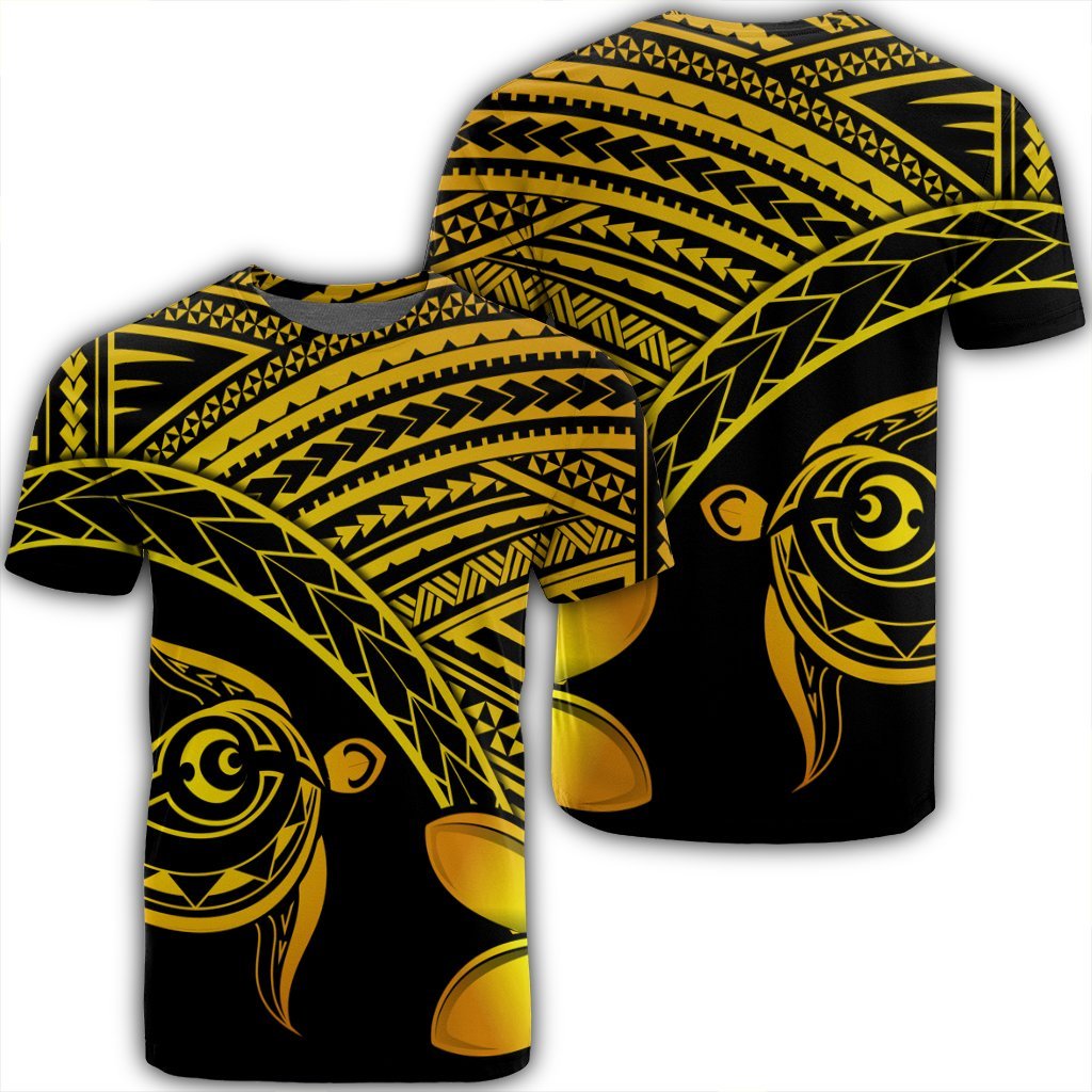 Hawaiian Turtle Plumeria Kakau Polynesian Quilt T Shirt Neo Yellow AH