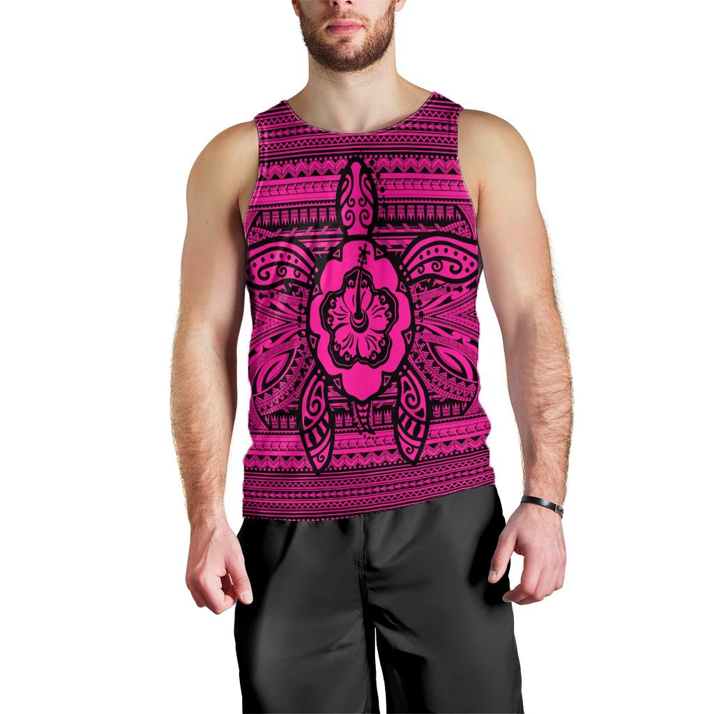 Hawaiian Turtle Polyensian Tribal Tank Top Pink AH