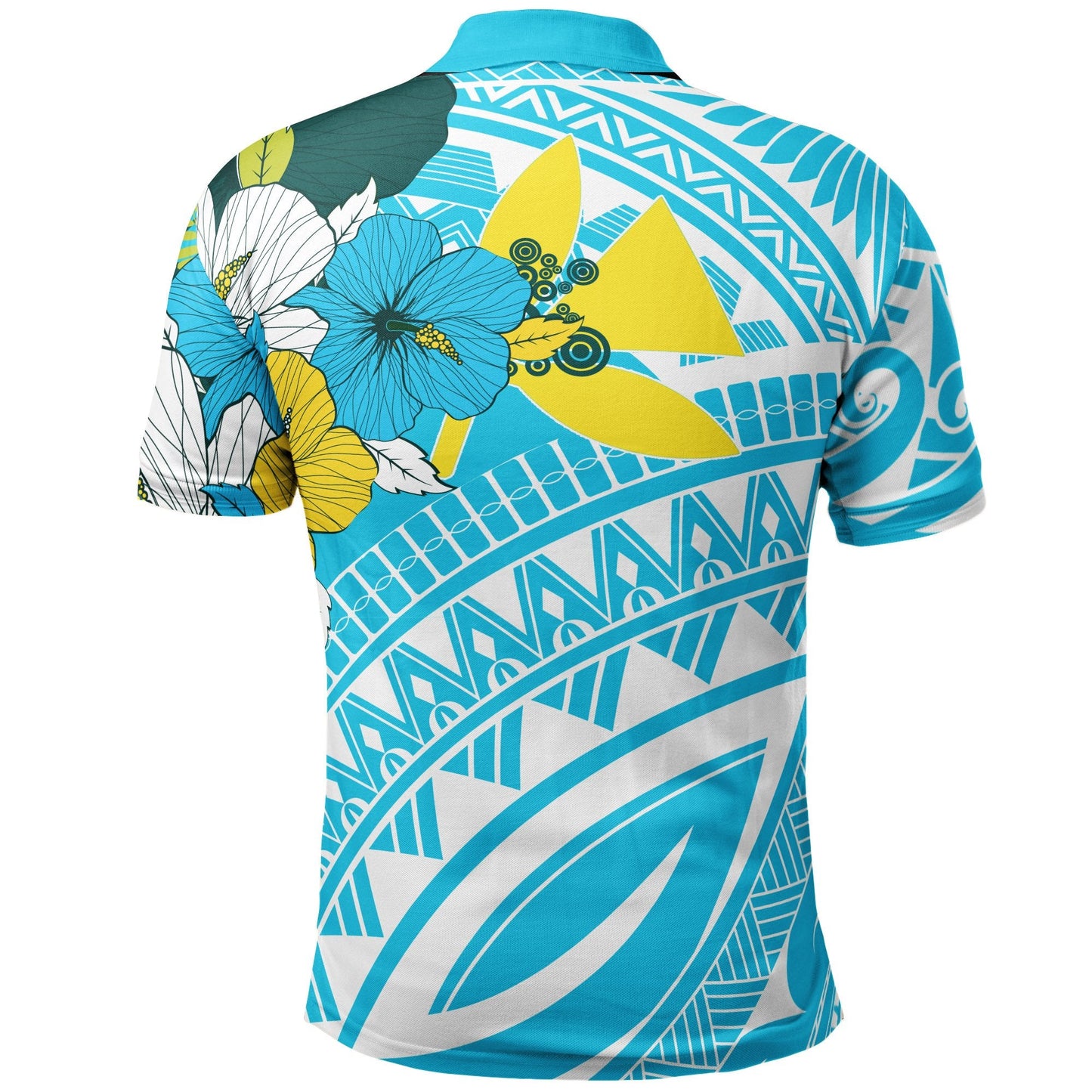 Hawaii Polo Shirt - Polynesian Pattern Aquamarine Stone Color
