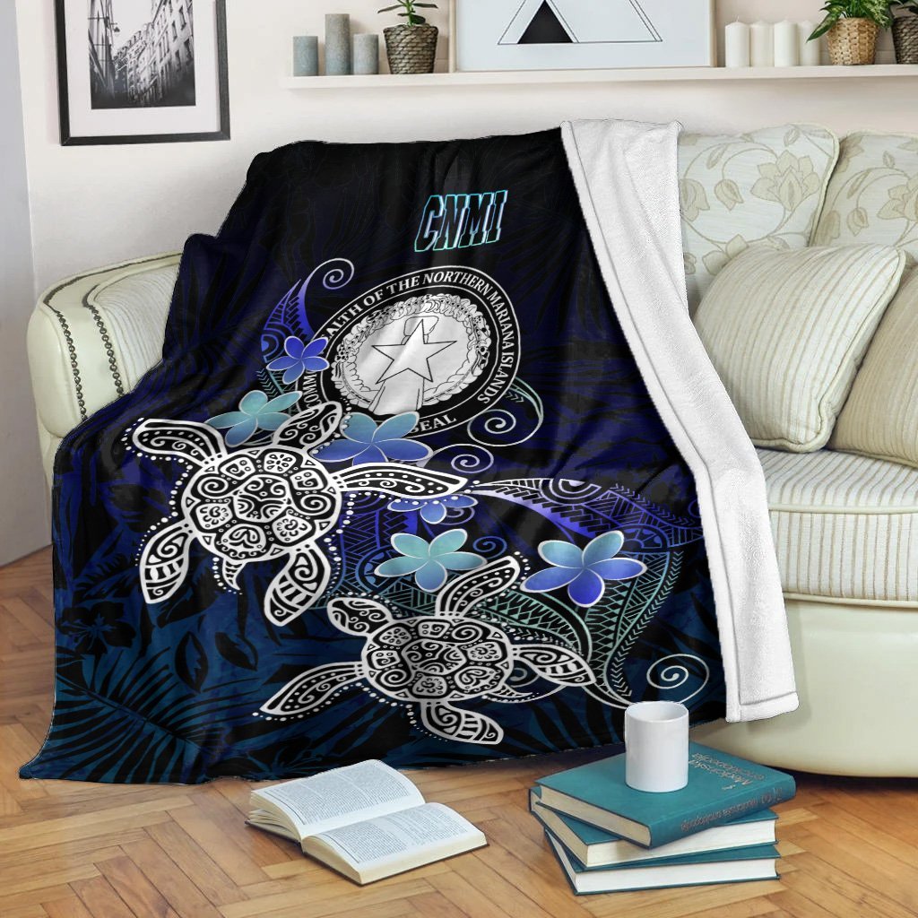 CNMI Polynesian Premium Blanket Blue Turtle Couple