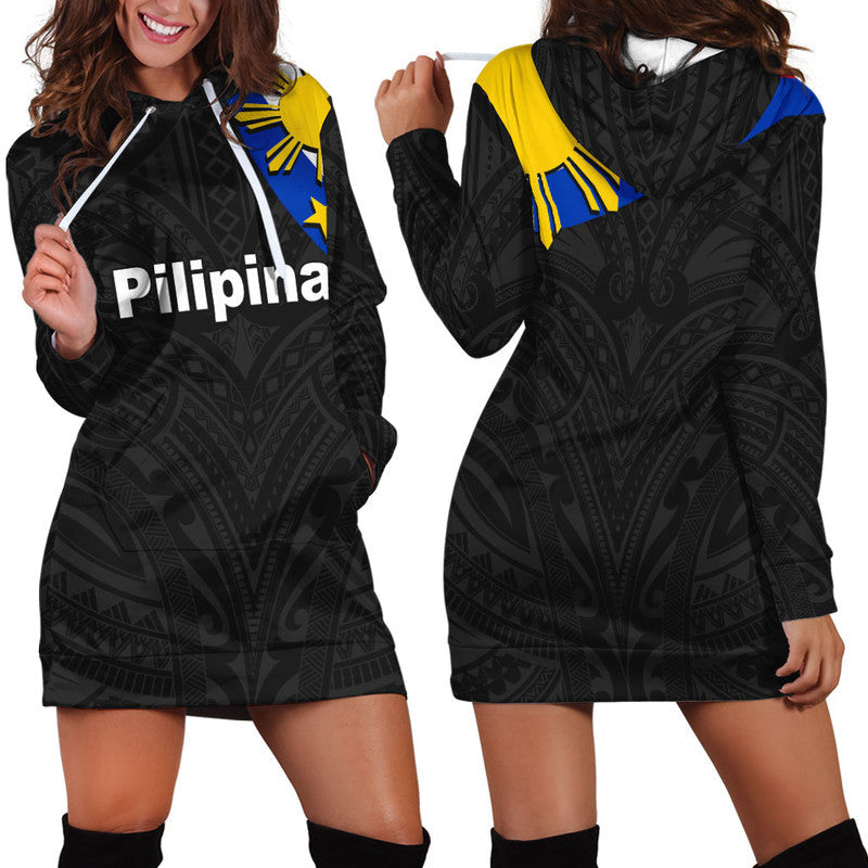 Pilipinas Hoodie Dress Simple Style Black