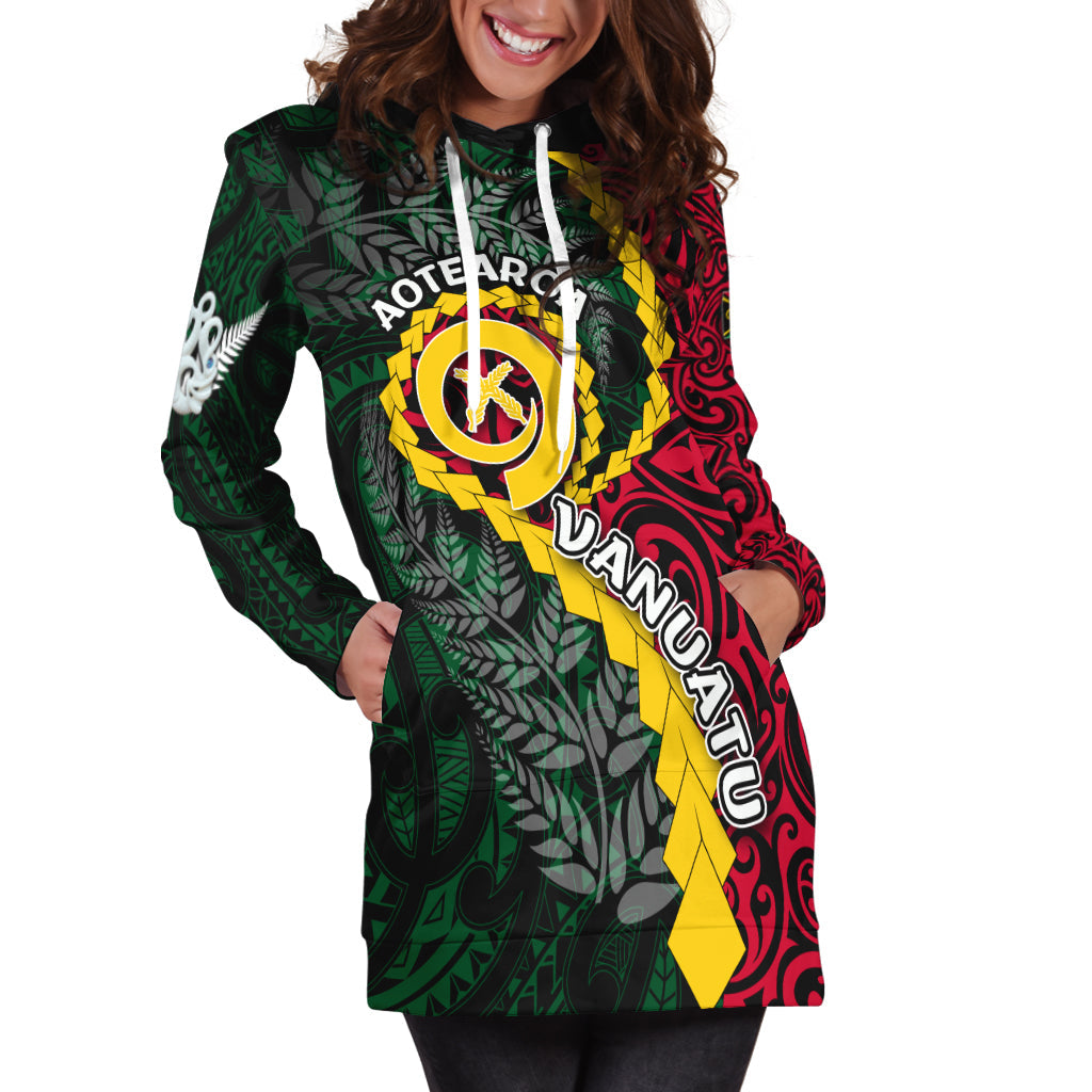 Vanuatu Hoodie Dress Mix Maori Silver Fern