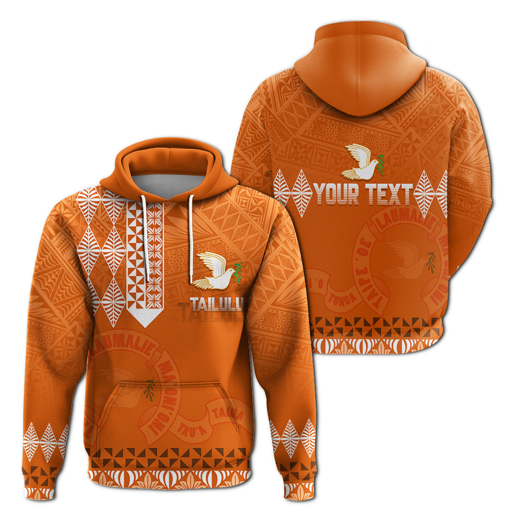 Custom Text Tonga Kolisi Tailulu Ha'apai Hoodie Personalize White Dove Tonga Orange Zip Up Hoodie