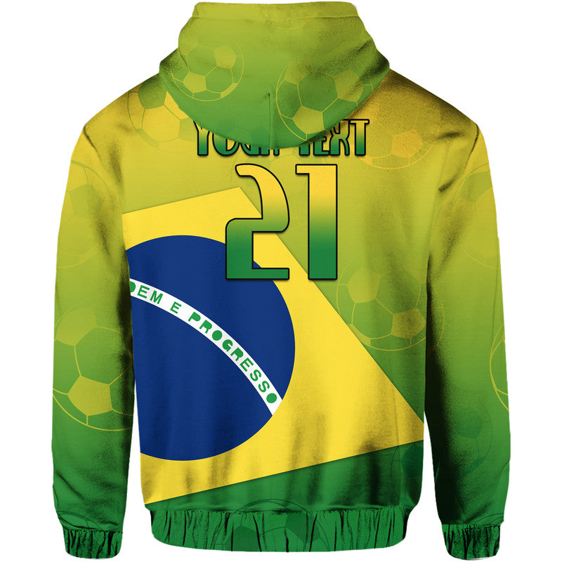Custom Brazil Football Champions Flag With Soccer Ball Hoodie