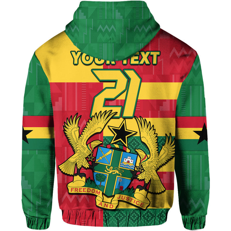 Custom Ghana Football Flag Color Mixed Kente Pattern Hoodie