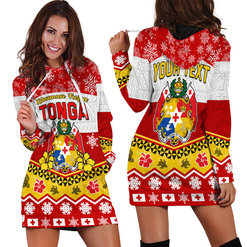Custom Personalised Tonga Christmas Kilisimasi Fiefia Coat Of Arms Hoodie Dress