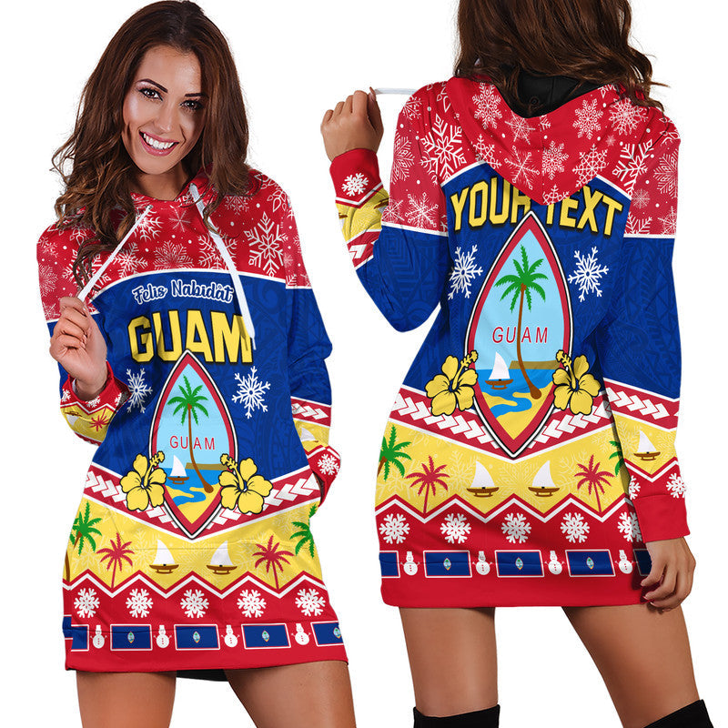 Custom Personalised Guam Tribal Polynesian Christmas Vibe Hoodie Dress