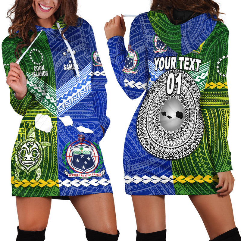 Custom Personalised Samoa And Cook Islands Hoodie Dress Together