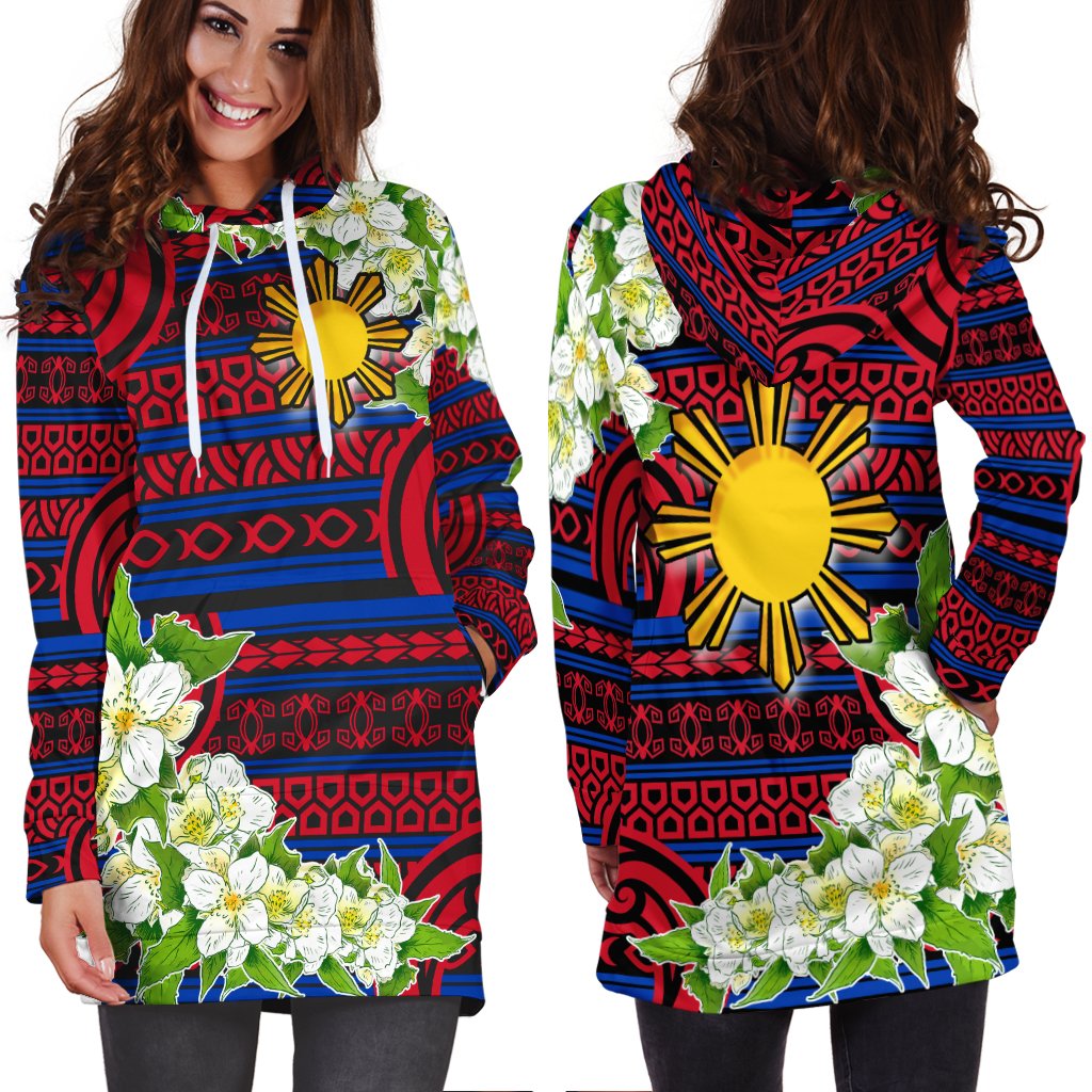 Philippines Polynesian Hoodie Dress Jasmine Flower Style