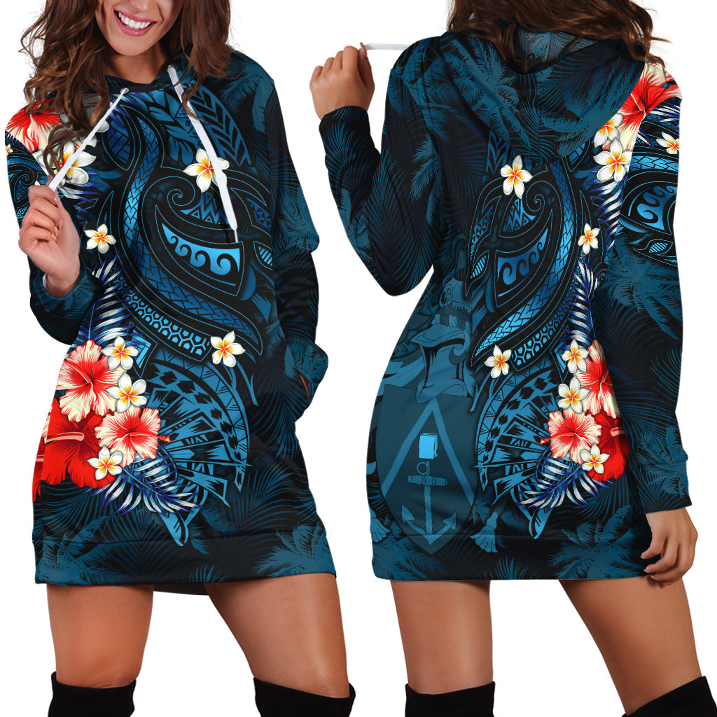 Pitcairn Islands Coconut Tree Turtle Polynesia Hoodie Dress