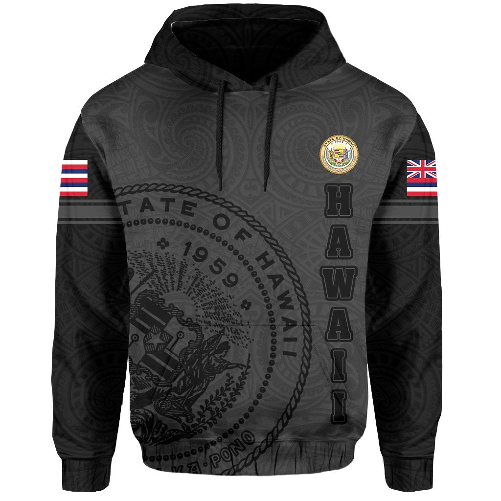 Polynesian Flag Seal Of Hawaii Hoodie Gray