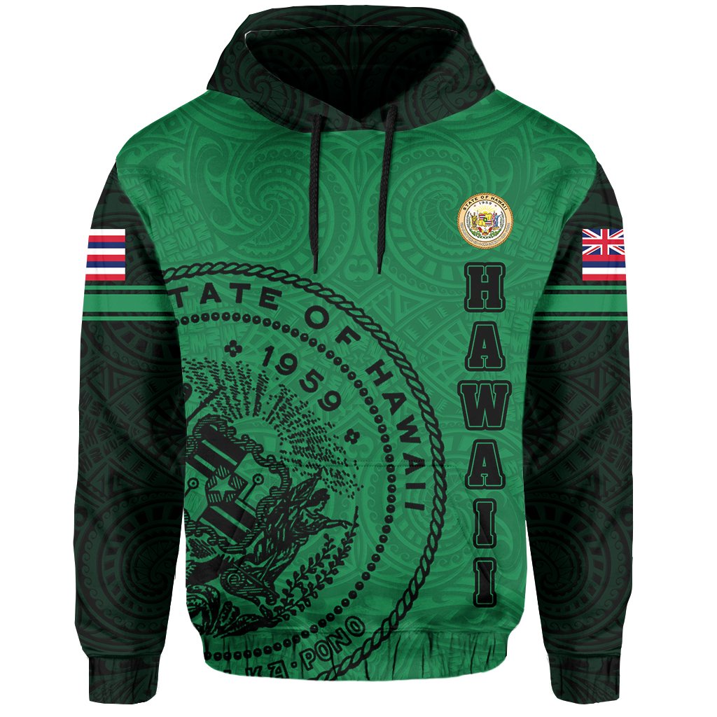 Polynesian Flag Seal Of Hawaii Hoodie Green