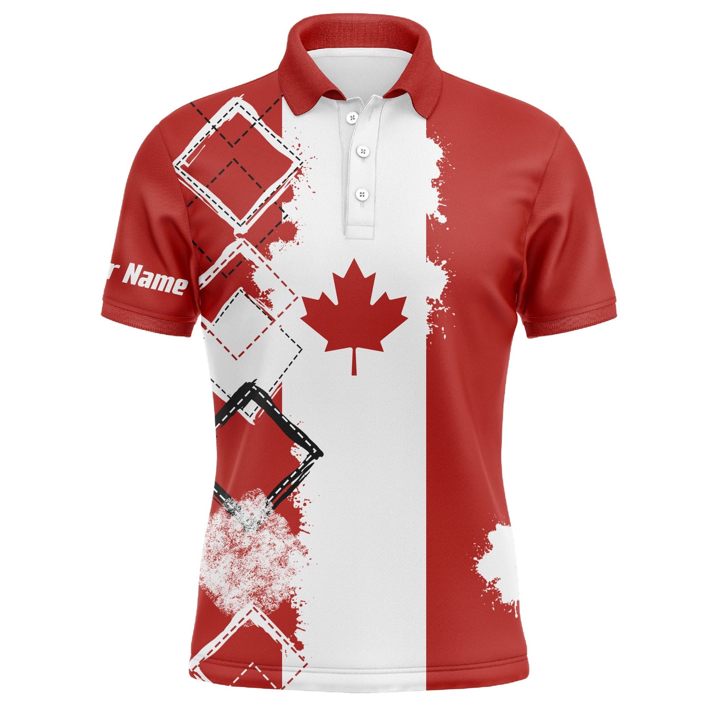 Mens Golf Polo Shirt Canada Flag Patriot Custom Name Golf Shirts For Men, Gift For The Golfers