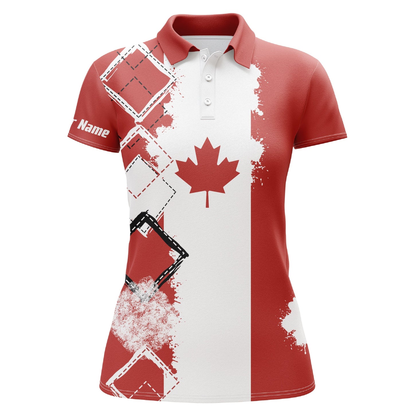 Womens Golf Polo Shirt Canada Flag Patriot Custom Name Golf Shirts For Women, Gift For The Golfers