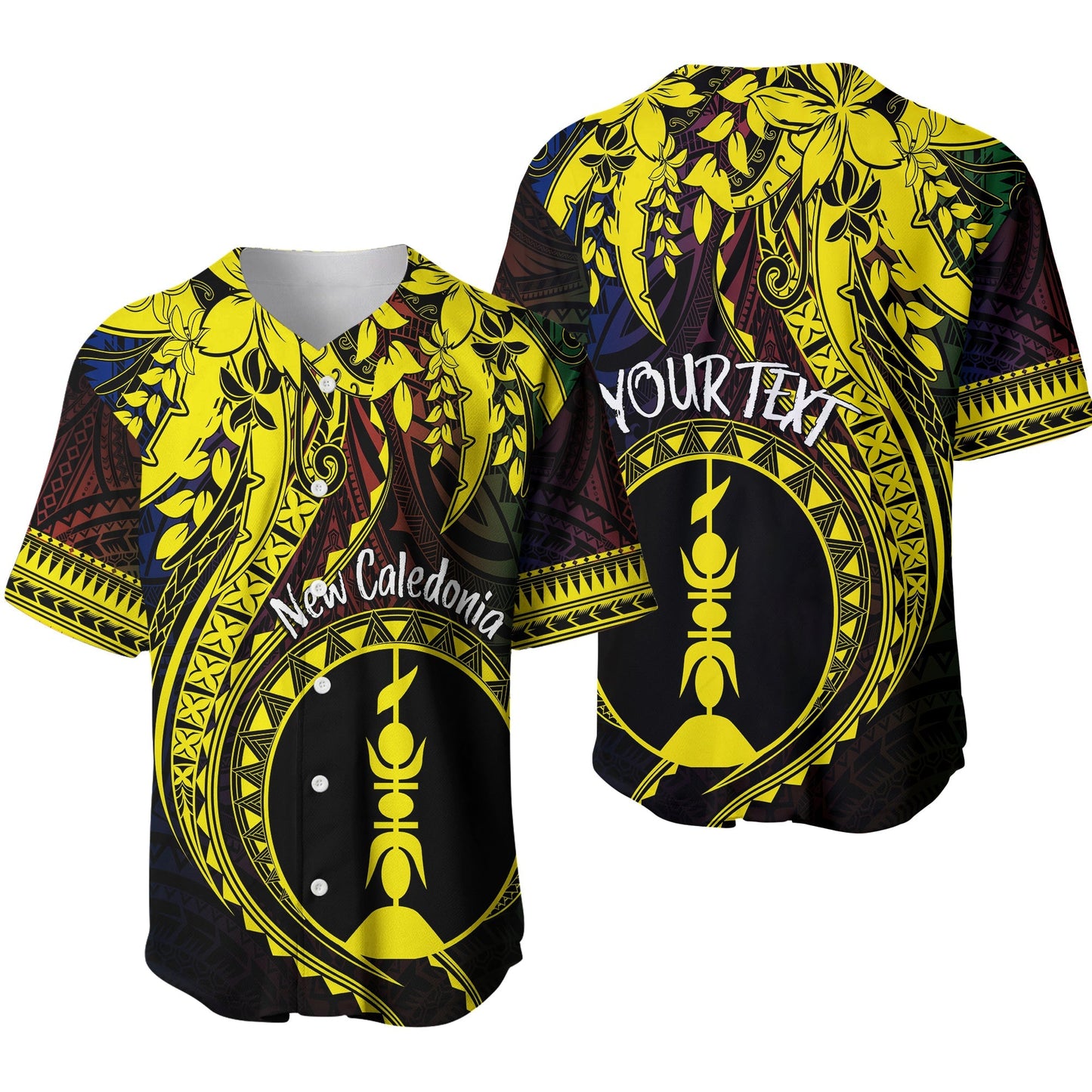 New Caledonia Personalised Baseball Jersey Kanaky Mix Plumeria