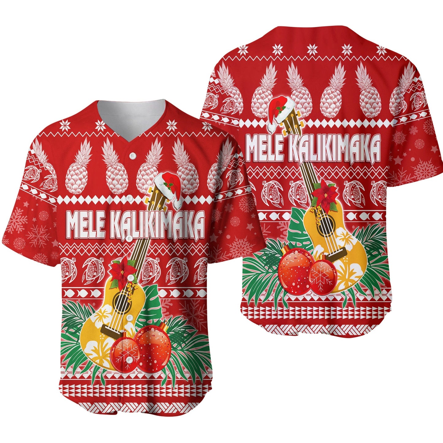 Hawaii Christmas Baseball Jersey Mele Kalikimaka Ukulele