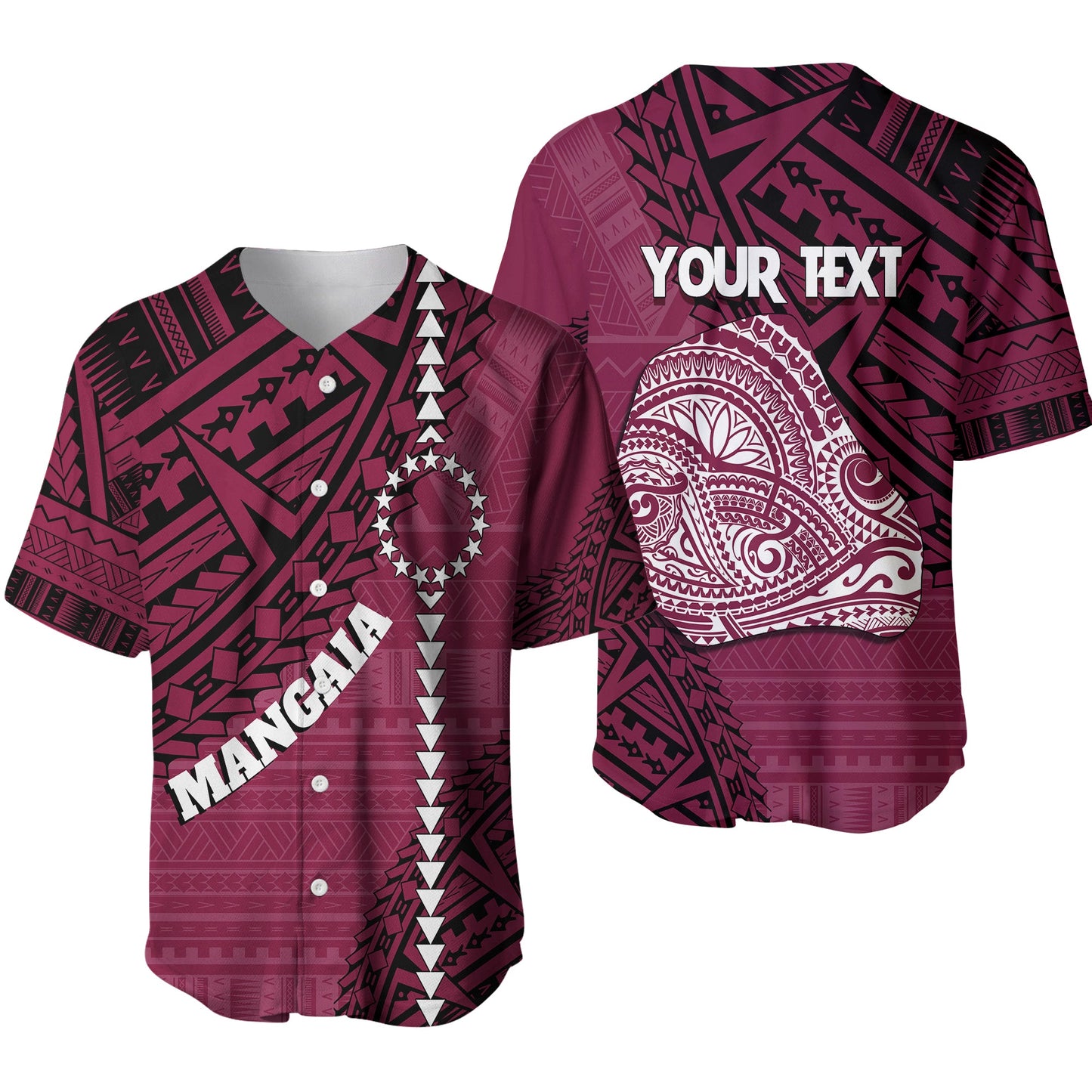 Cook Islands Tribal Personalised Baseball Jersey Island Map Mangaia Island