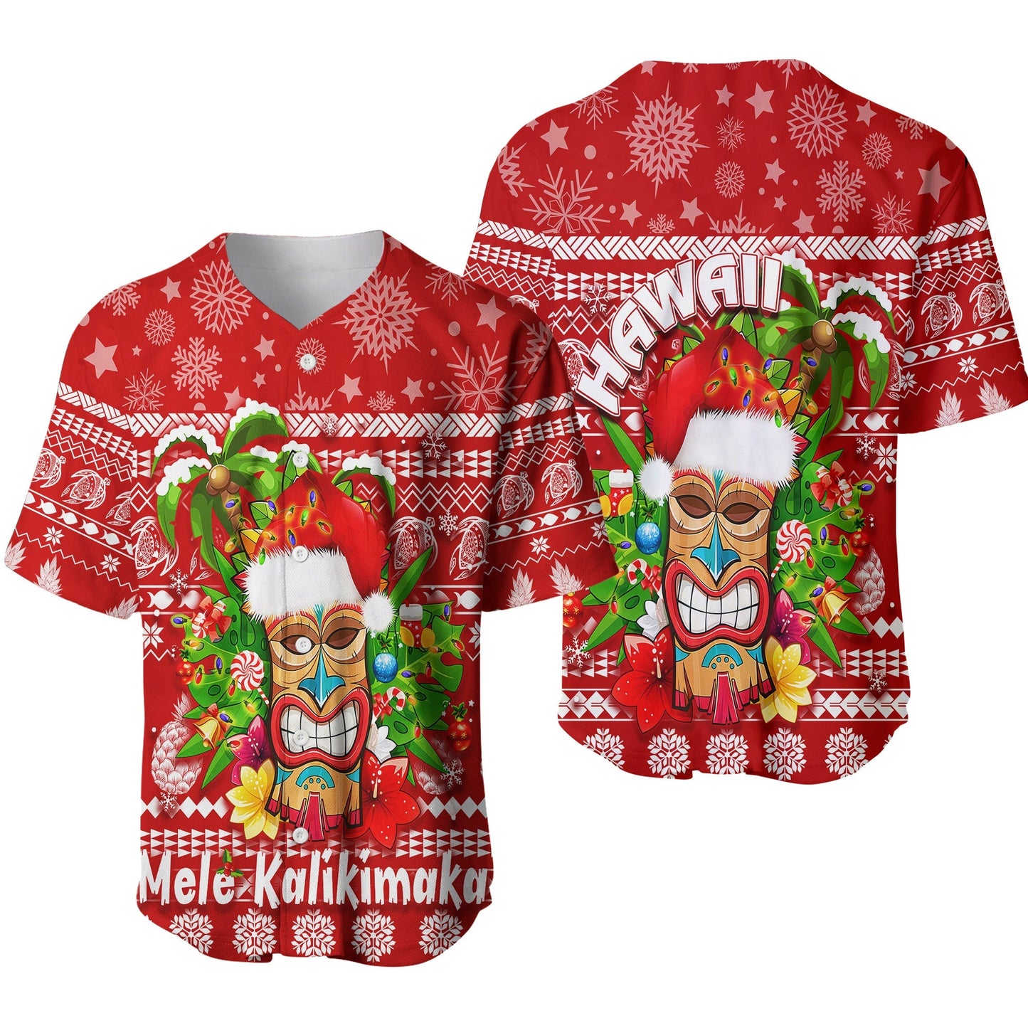 Hawaii Christmas Baseball Jersey Mele Kalikimaka Tiki