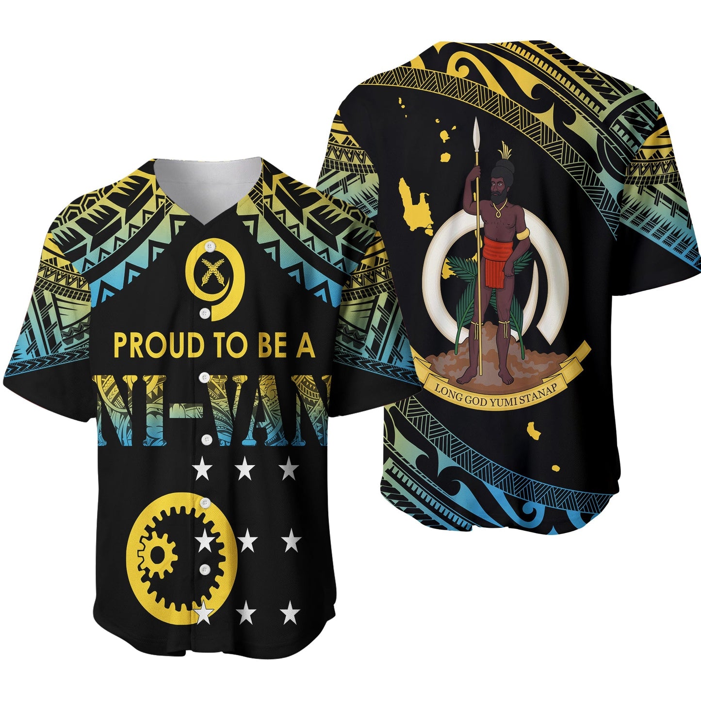 Vanuatu Proud To Be A Ni-Van Polynesian Pattern Baseball Jersey Sanma Province