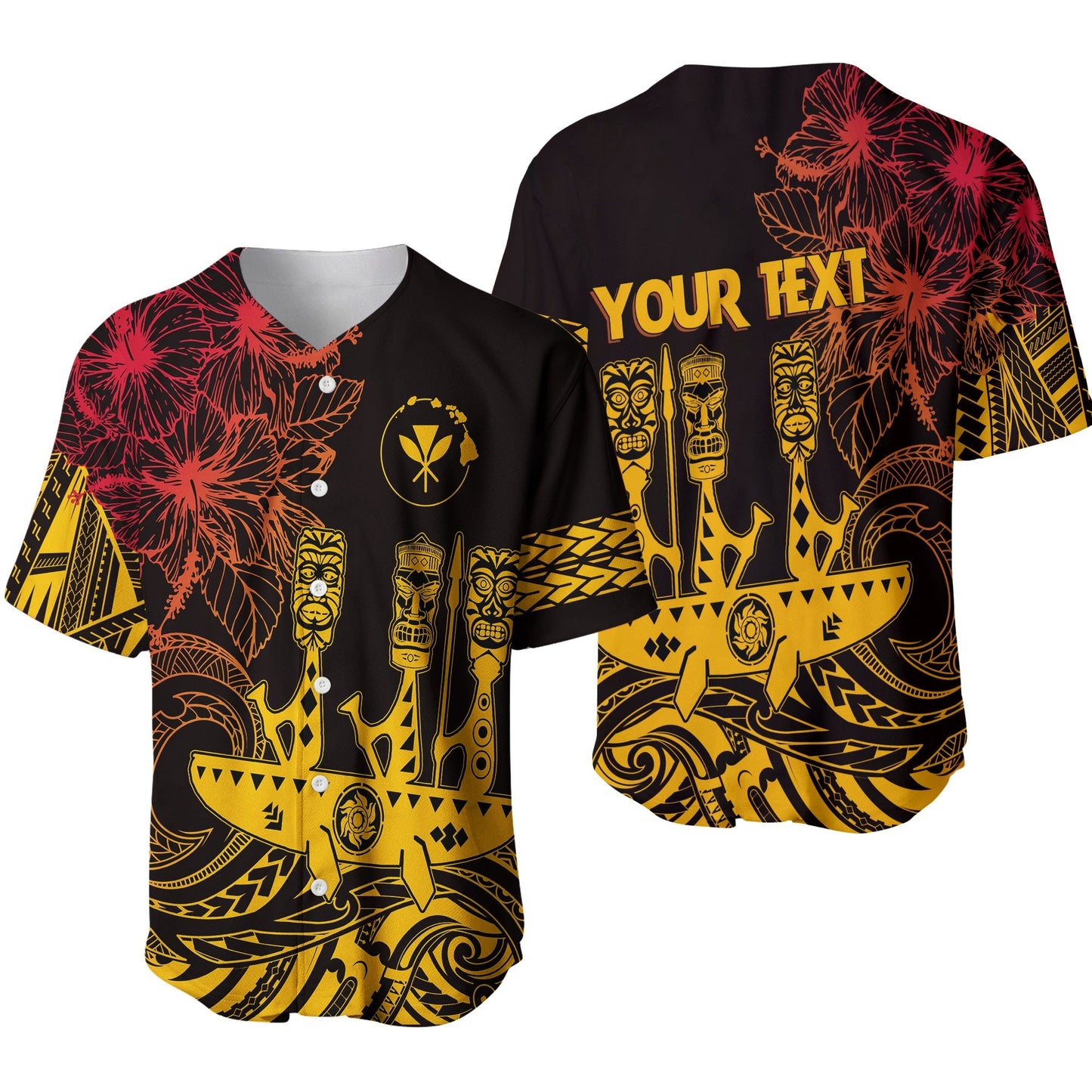 Hawaii Outrigger Canoe Paddling Personalised Baseball JerseyTribal Tiki