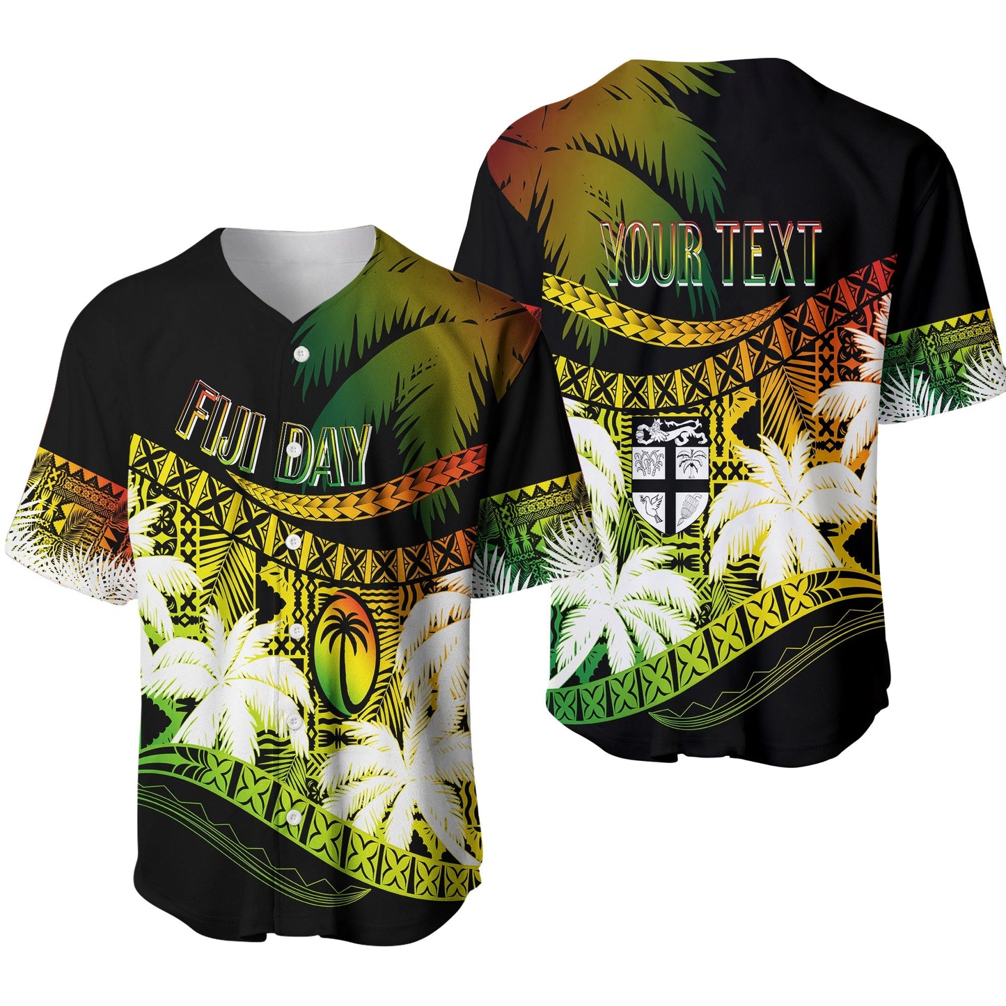 Personalised Fiji Day Baseball Jersey Flying Fijians Masi Kesa Style Reggae