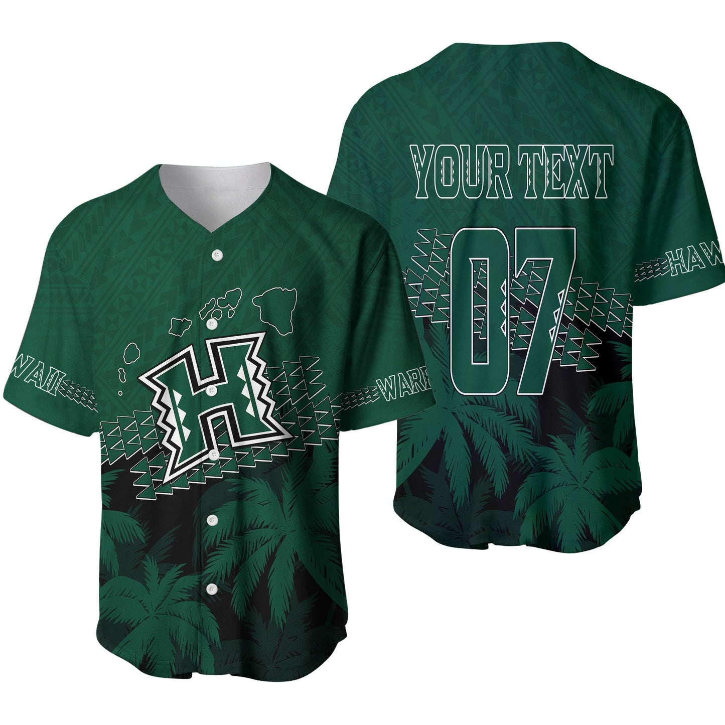 Personalised Hawaii Rainbow Warriors Baseball Jersey Laau Pama
