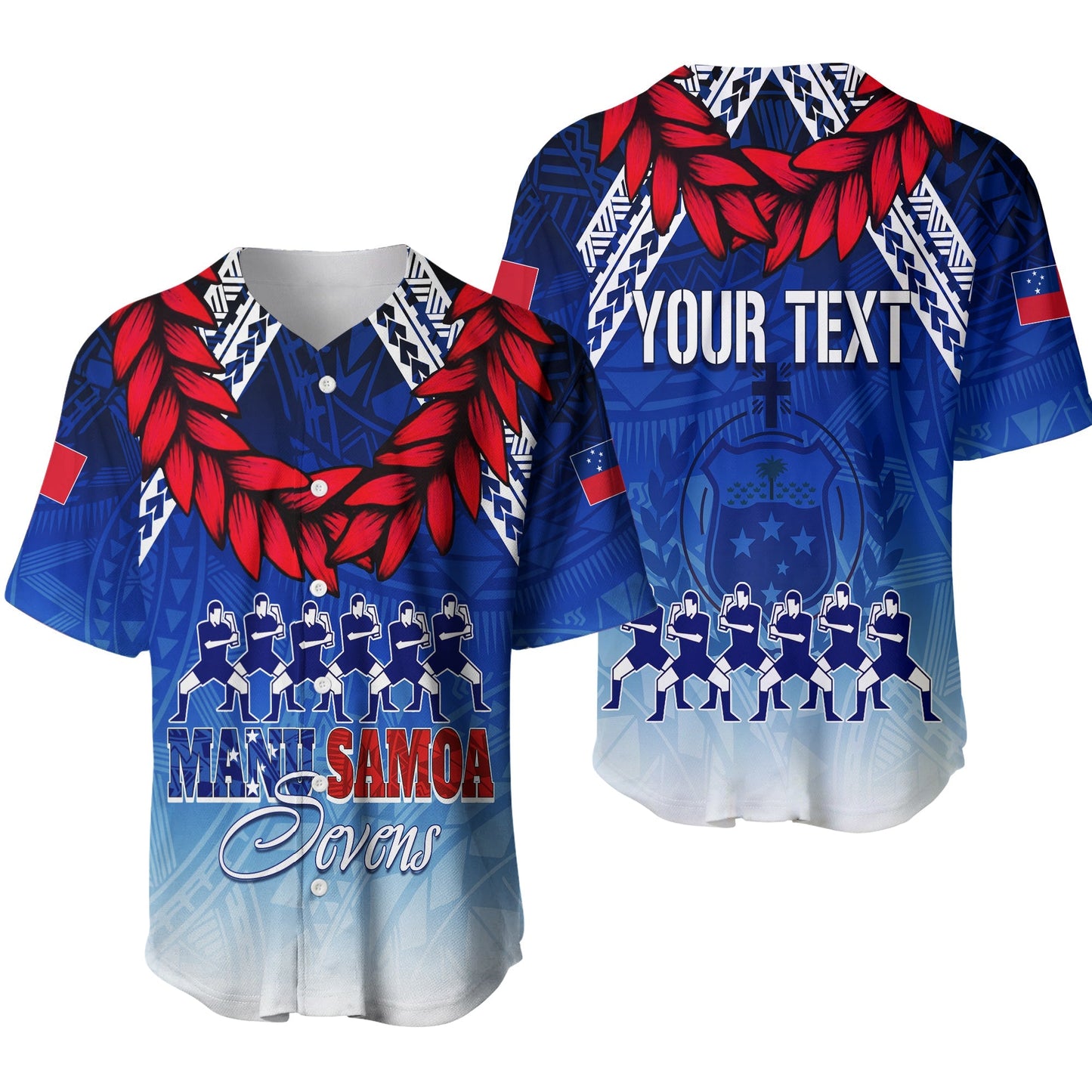 Personalised Samoa Sevens Baseball Jersey Manu Siva Tau With Ula Fala