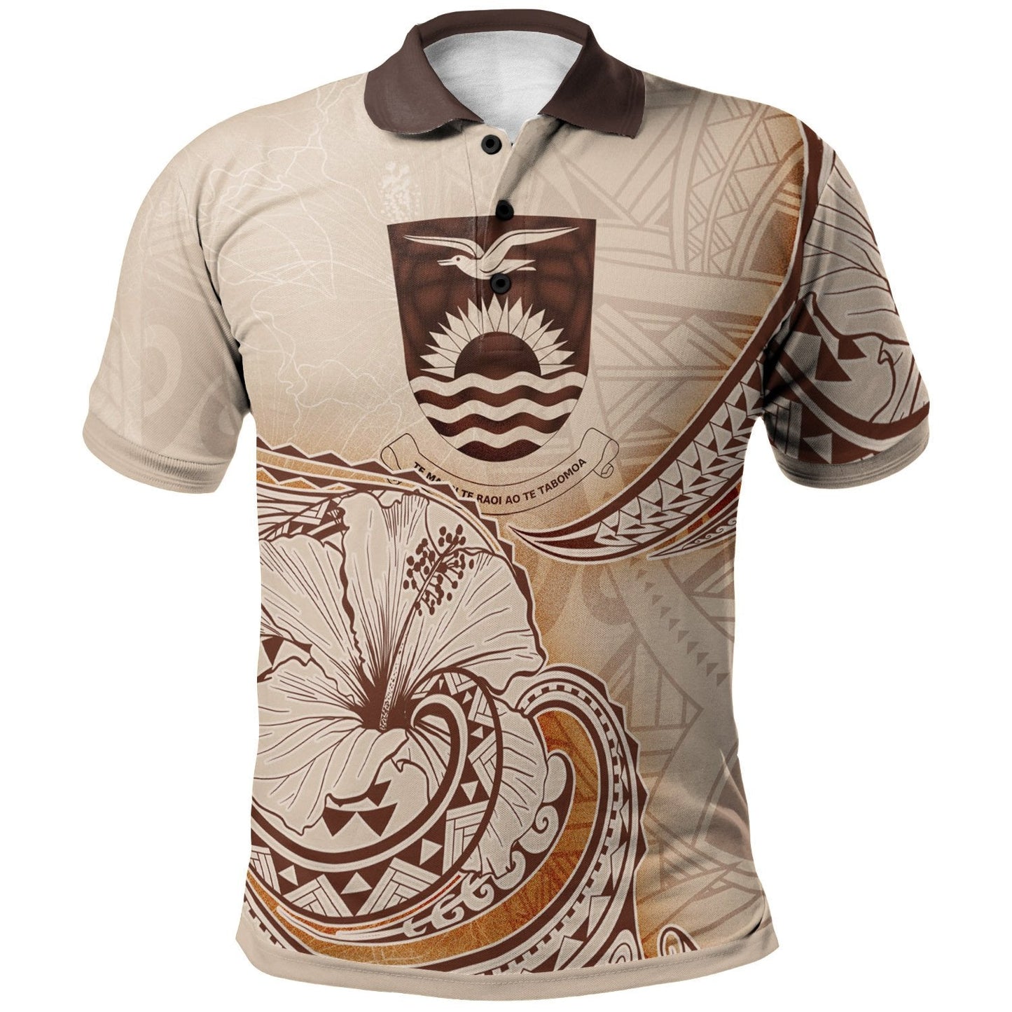 Kiribati Polo Shirt - Hibiscus Flowers Vintage Style