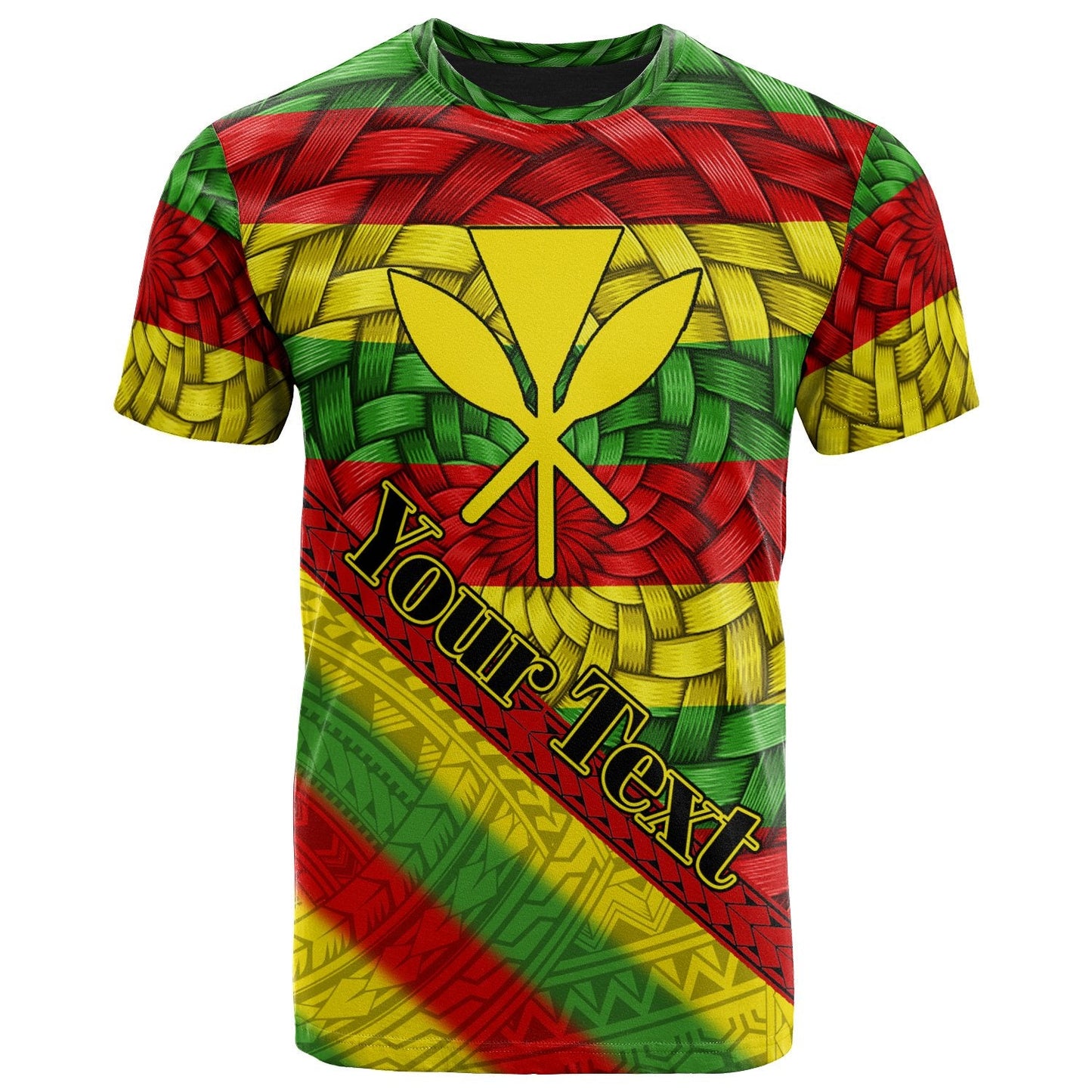 Hawaii T-Shirt - Custom Personalised Kanaka Maoli Flag With Bamboo Patterns