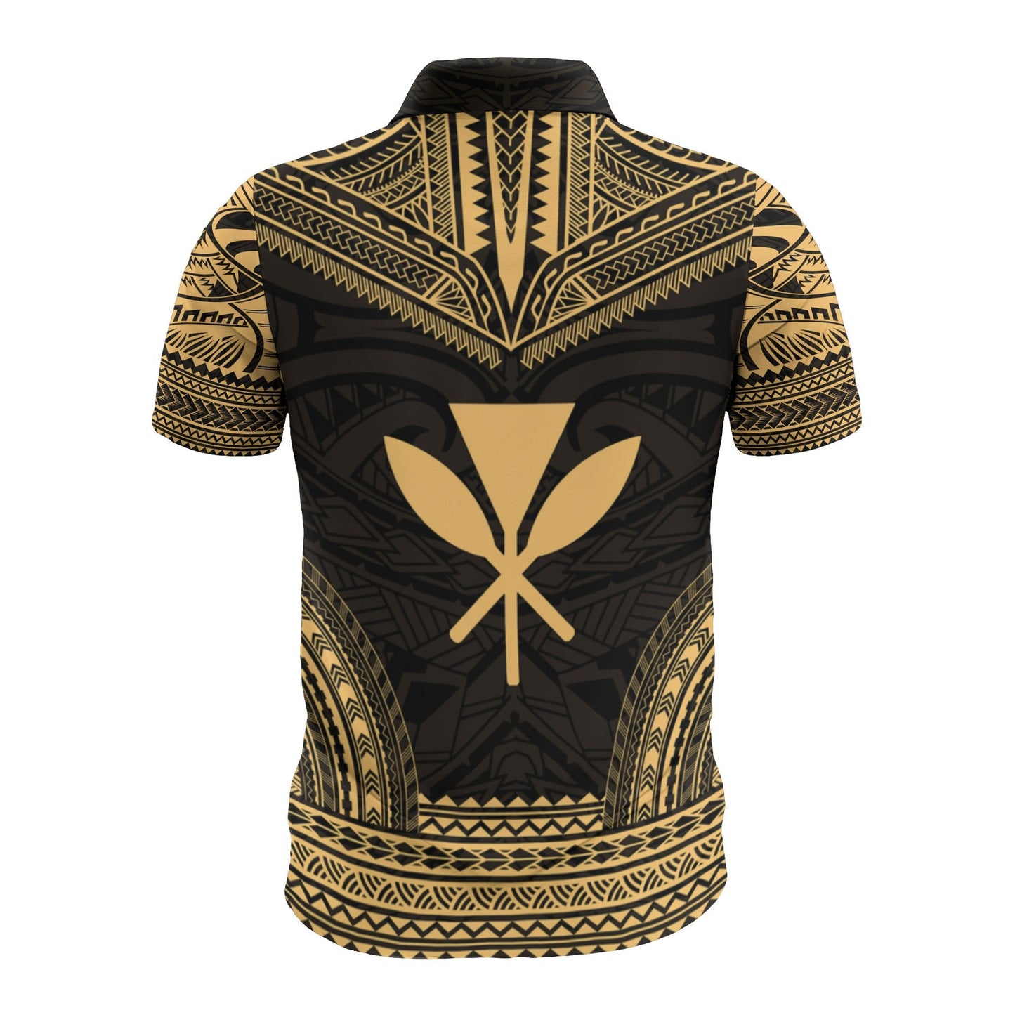 Hawaii Custom Personalised Polo Shirt - Kanaka Maoli Polynesian Chief Tattoo Gold Version