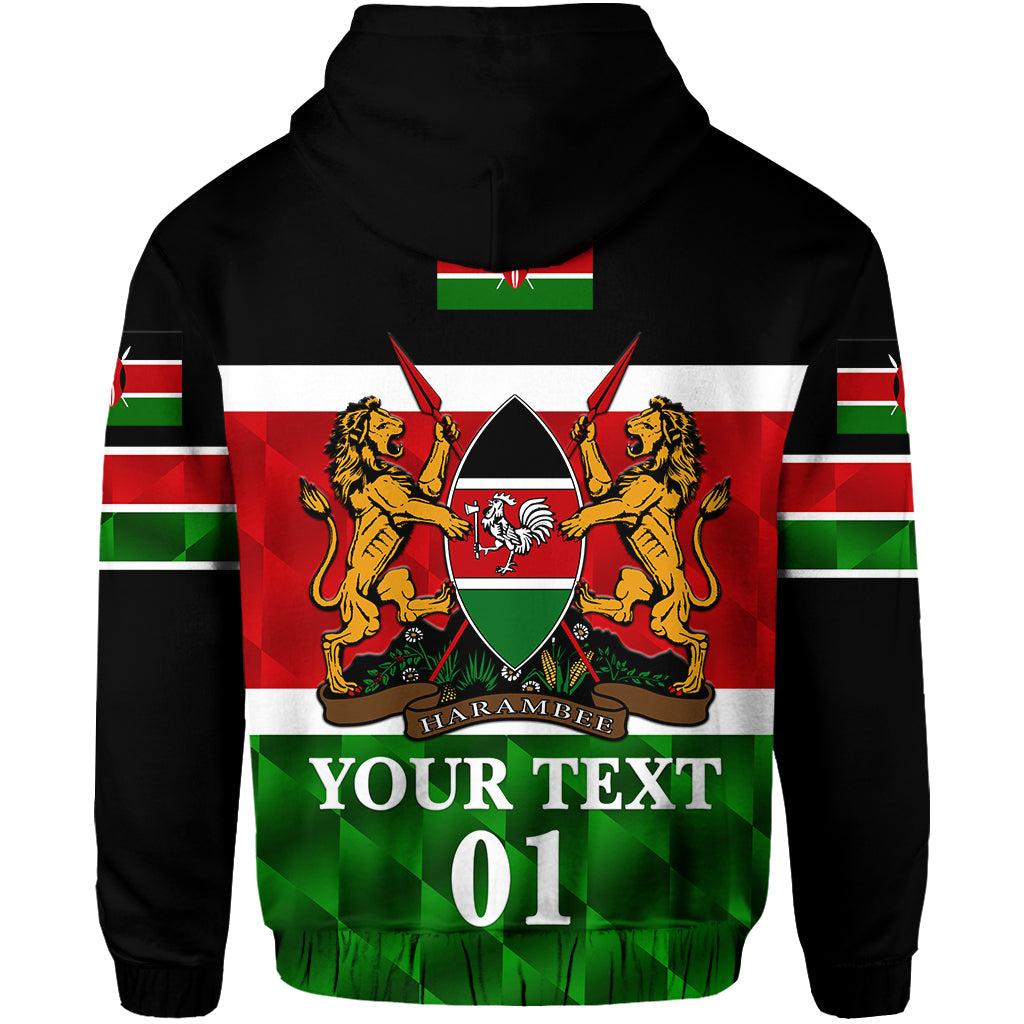 Custom Kenya Coat Of Arms Zip Hoodie Flag Vibes
