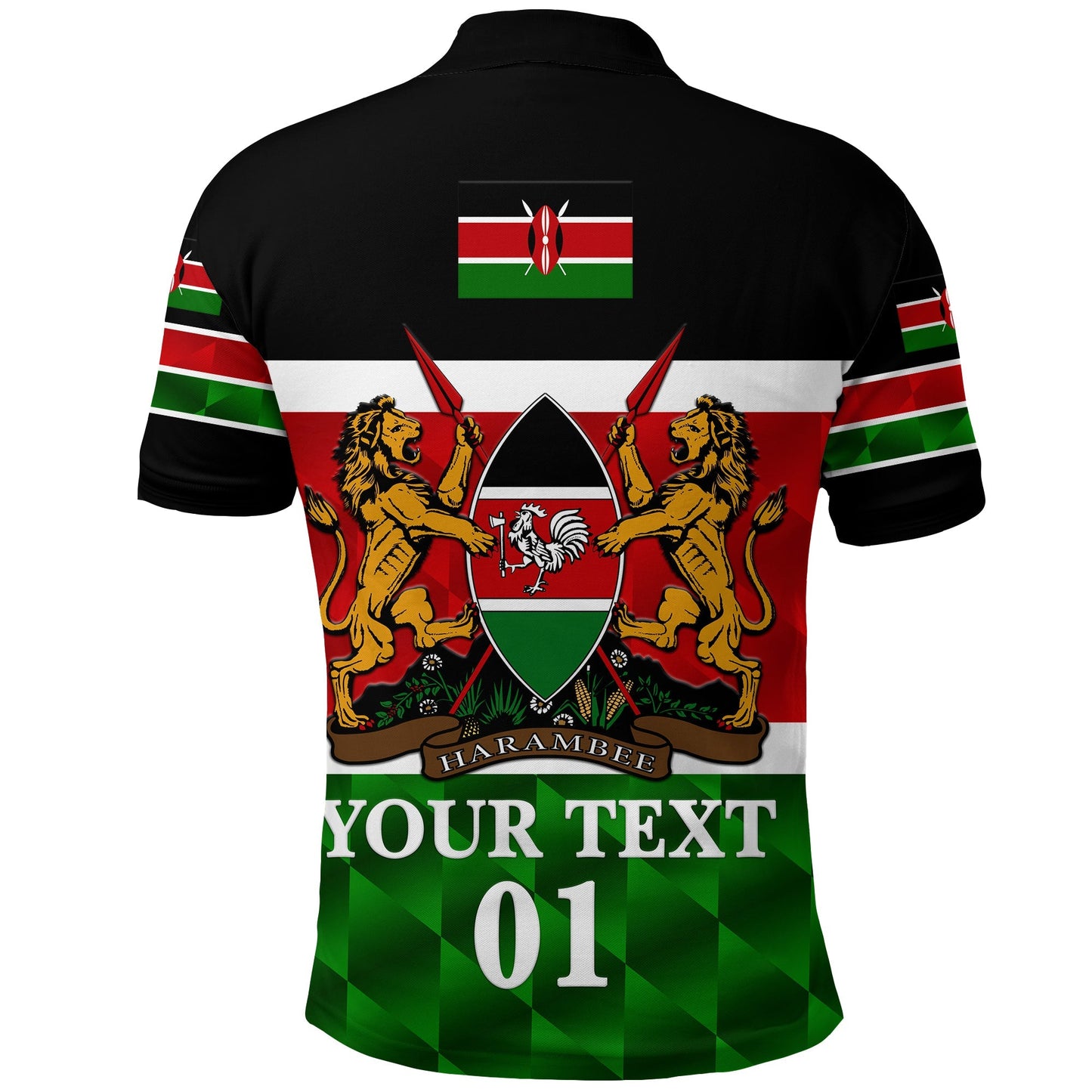 Custom Kenya Polo Shirt Coat Of Arms Flag Vibes
