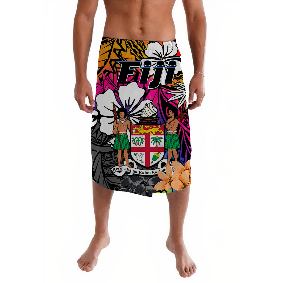 Fiji Tie Dye Lavalava Polynesian Special Tribal Creative Tropical Flowers Ver.02