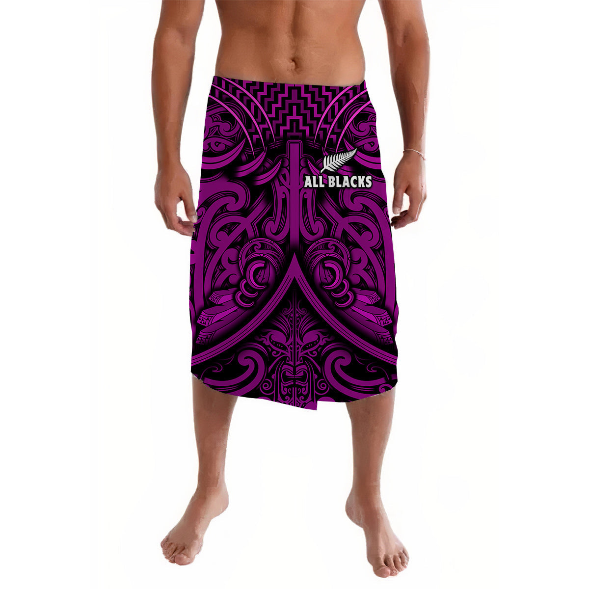 New Zealand Silver Fern Rugby Lavalava All Black Purple NZ Maori Pattern