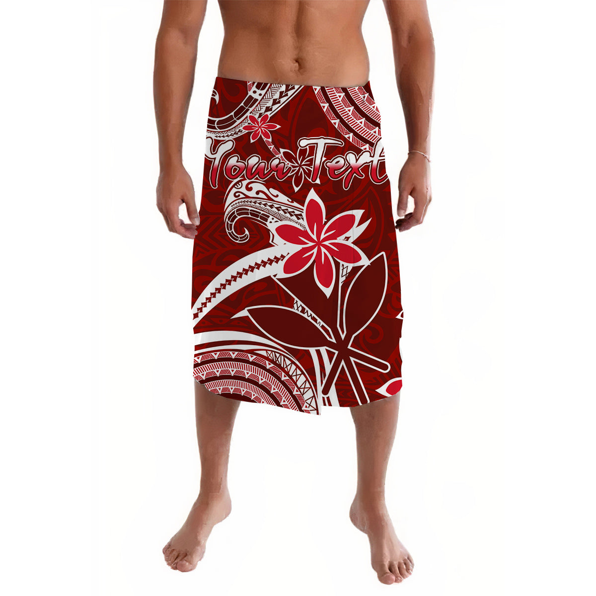 (Custom Personalised) Hawaii Flowers Wave Lavalava Kanaka Maoli Red Polynesian